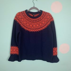 J.crew Fair Isle ruffle sleeve wool sweater size M